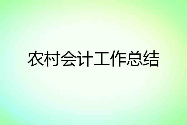 农村会计工作总结