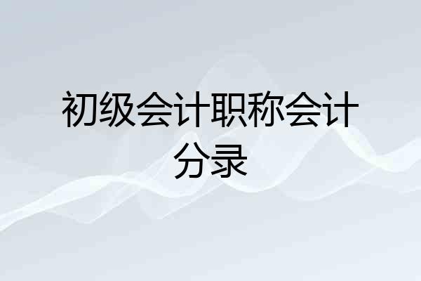 初级会计职称会计分录