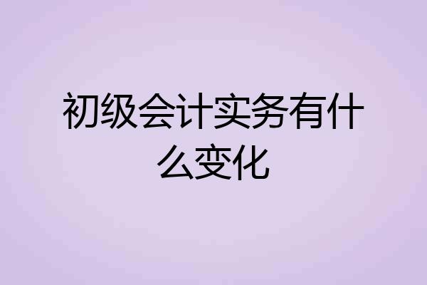 初级会计实务有什么变化
