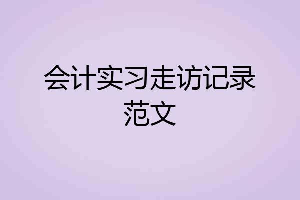 会计实习走访记录范文
