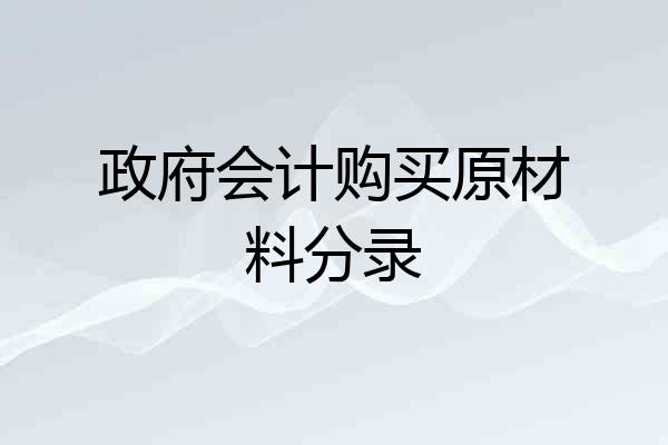 政府会计购买原材料分录