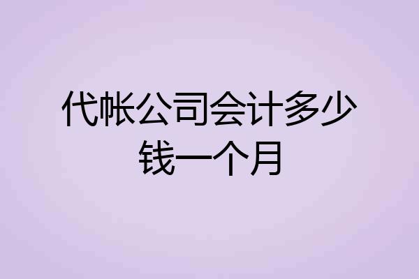 代帐公司会计多少钱一个月