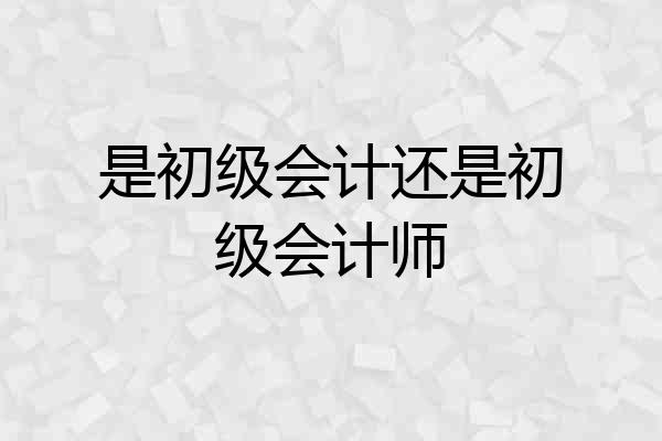 是初级会计还是初级会计师