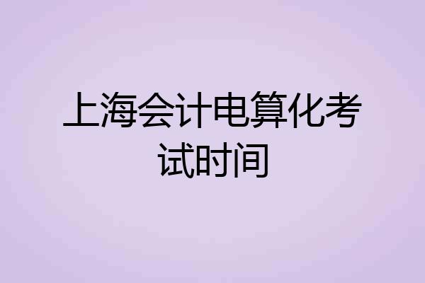 上海会计电算化考试时间
