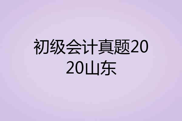 初级会计真题2020山东