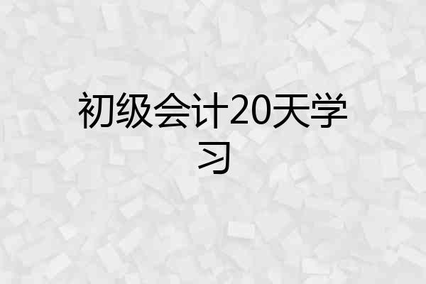 初级会计20天学习