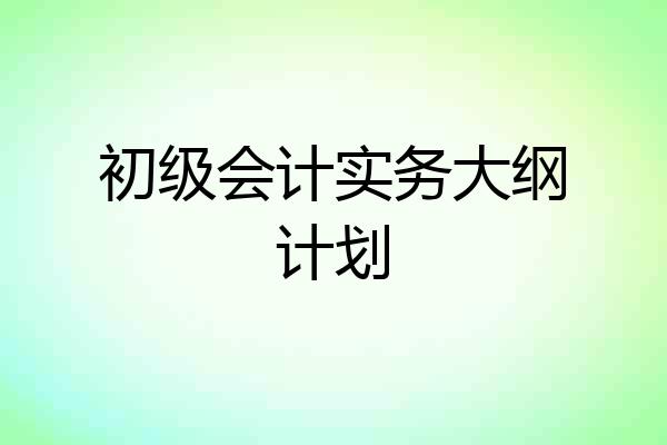 初级会计实务大纲计划