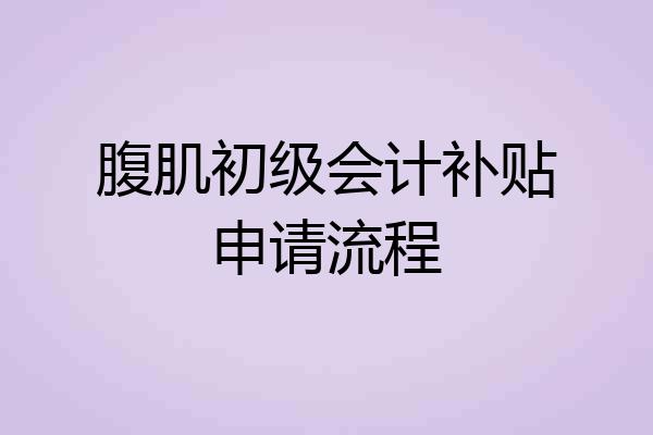 腹肌初级会计补贴申请流程