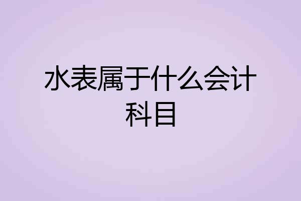 水表属于什么会计科目