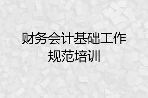 财务会计基础工作规范培训