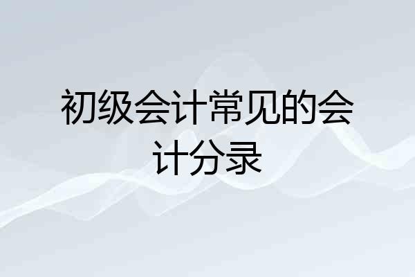 初级会计常见的会计分录