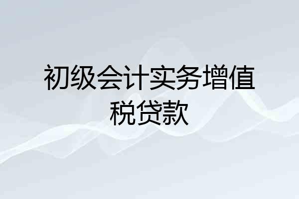 初级会计实务增值税贷款
