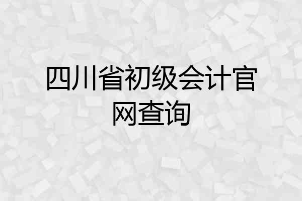 四川省初级会计官网查询