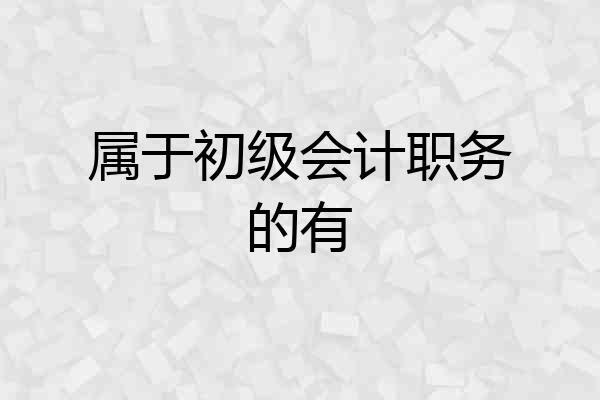 属于初级会计职务的有