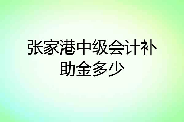 张家港中级会计补助金多少