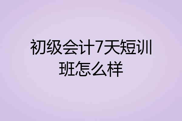初级会计7天短训班怎么样