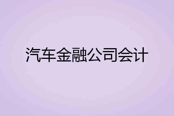 汽车金融公司会计