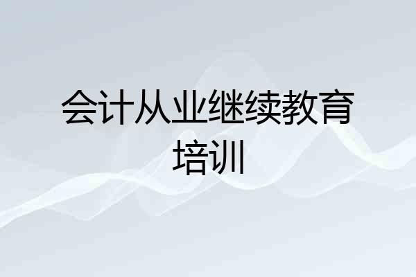 会计从业继续教育培训