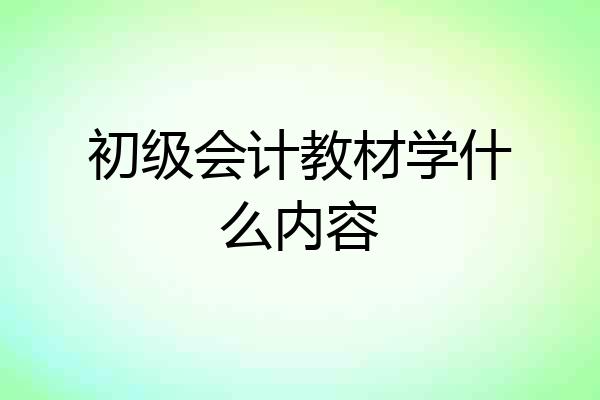 初级会计教材学什么内容