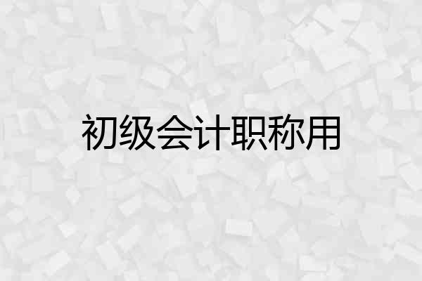 初级会计职称用