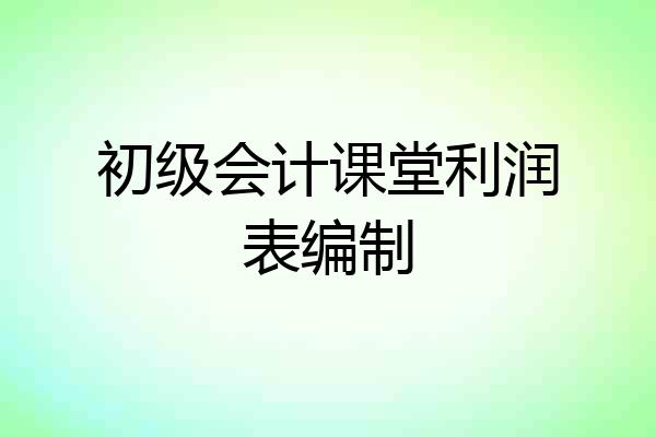 初级会计课堂利润表编制