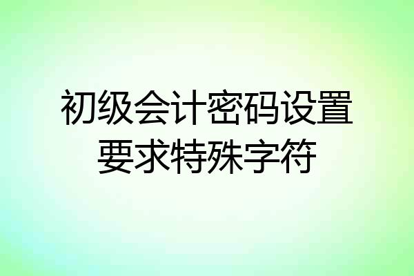 初级会计密码设置要求特殊字符