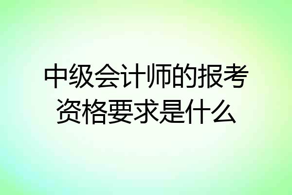 中级会计师的报考资格要求是什么