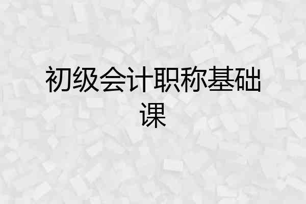 初级会计职称基础课