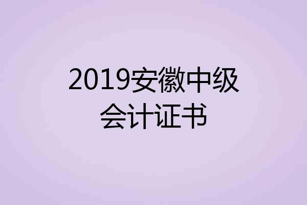 2019安徽中级会计证书