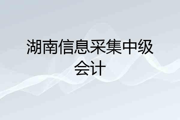 湖南信息采集中级会计