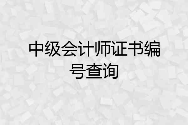 中级会计师证书编号查询