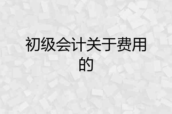 初级会计关于费用的