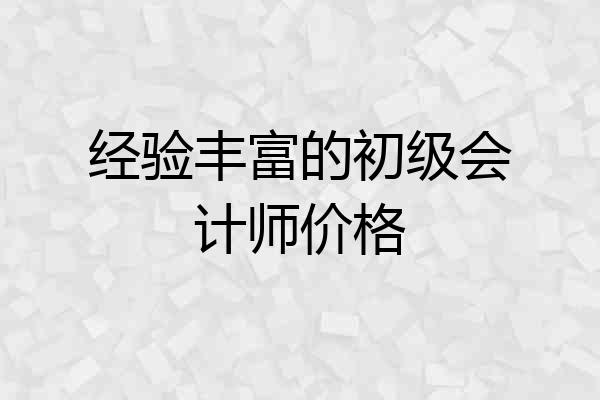 经验丰富的初级会计师价格