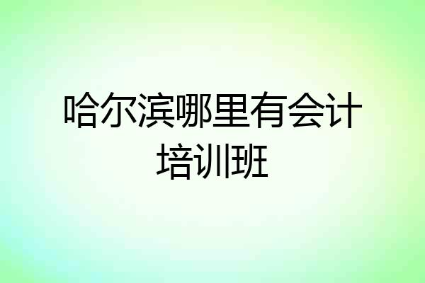 哈尔滨哪里有会计培训班