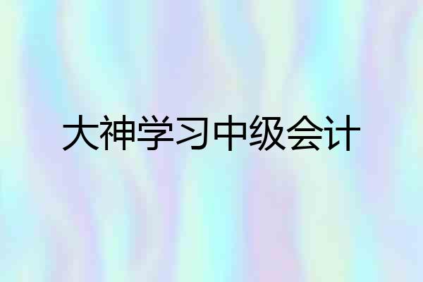 大神学习中级会计