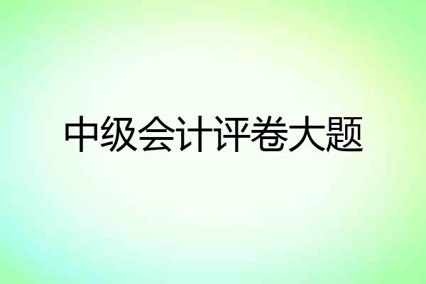 中级会计评卷大题