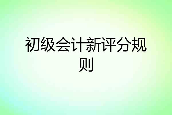 初级会计新评分规则