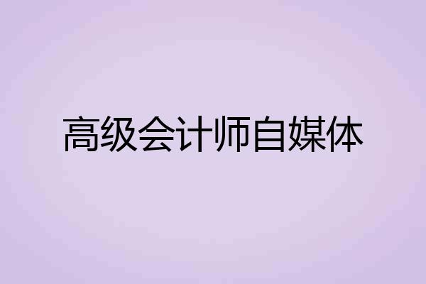 高级会计师自媒体