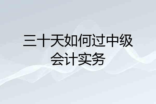 三十天如何过中级会计实务