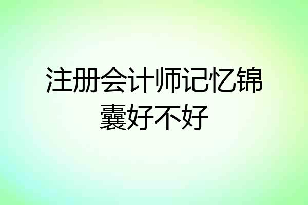 注册会计师记忆锦囊好不好