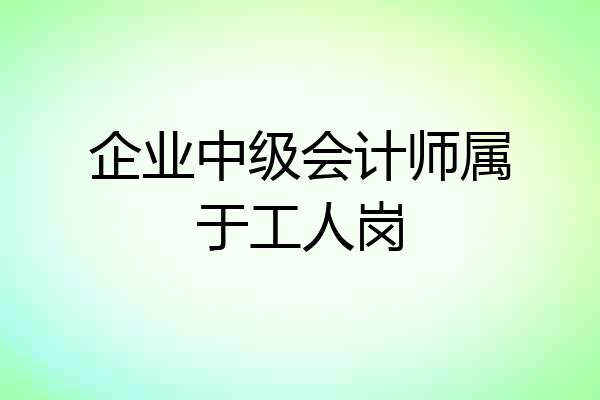 企业中级会计师属于工人岗