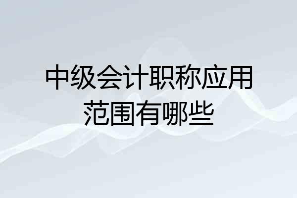 中级会计职称应用范围有哪些