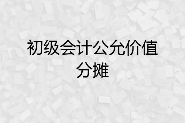 初级会计公允价值分摊