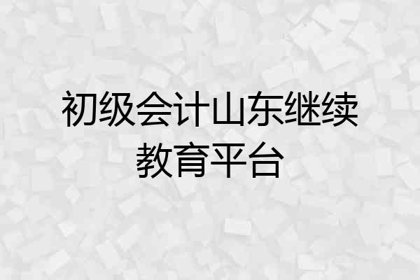 初级会计山东继续教育平台
