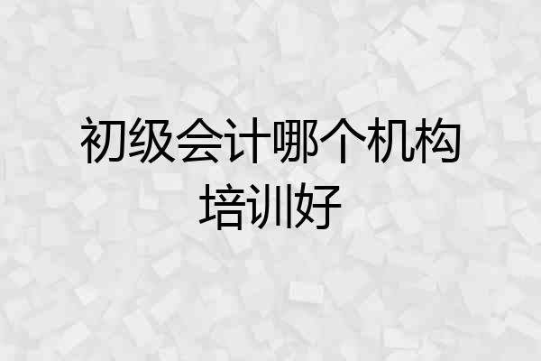 初级会计哪个机构培训好