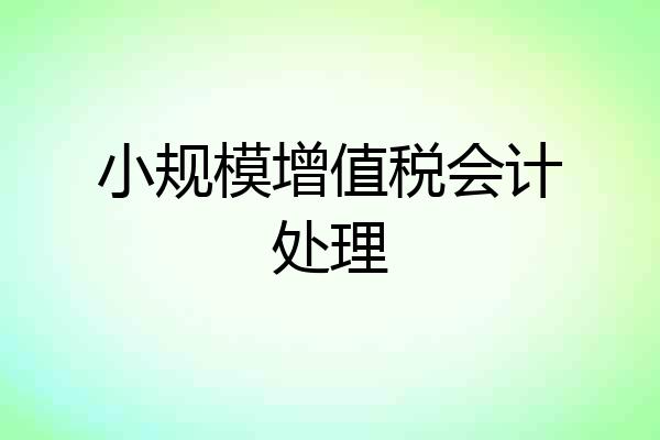 小规模增值税会计处理