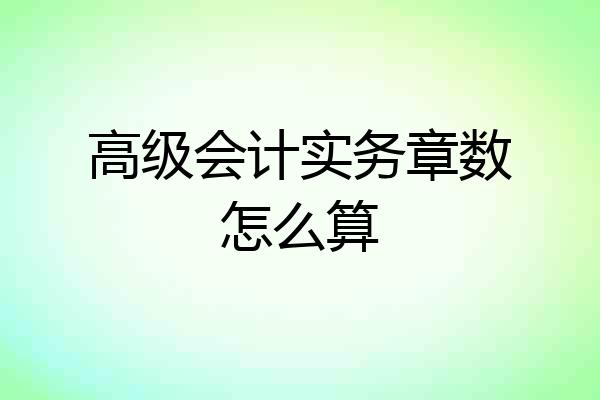 高级会计实务章数怎么算