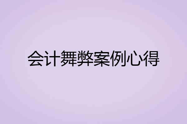会计舞弊案例心得