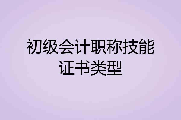 初级会计职称技能证书类型