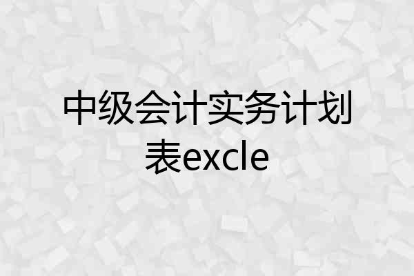 中级会计实务计划表excle